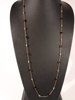 Vintage Anne Klein Gold Tone and Brown Glass Beaded Necklace